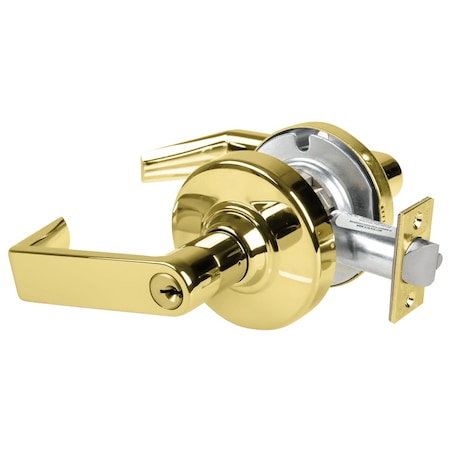 Grade 1 Vestibule Lock, Rhodes Lever, Standard Cylinder, Bright Brass Finish, Non-Handed